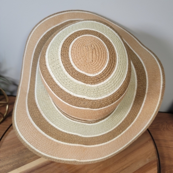 Ladies Fit Wide Brim Sun Hat Striped Foldable Travel Vacation Floppy Hat Beach - Picture 8 of 11